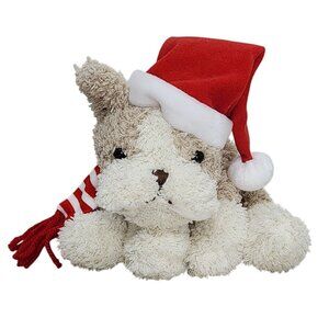 Stuffins Christmas Santa Scarf Puppy Dog Bean Bag Plush Stuffed Animal Fuzzy